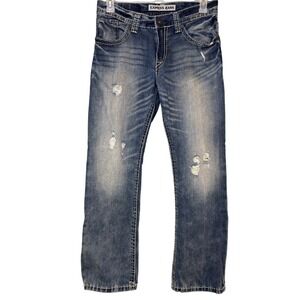 Express Kingston Classic Fit Boot Cut Distressed Blue Jeans 31x30 Medium Wash